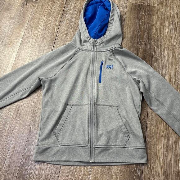 Abercrombie Kids Boys Size Large 14 Grey Zip-Up Hoodie - Blue Accents - Picture 1 of 3
